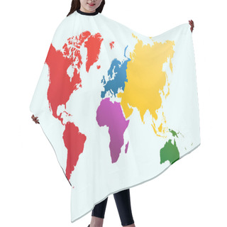 Personality  World Map, Colorful Continents Atlas EPS10 Vector File. Hair Cutting Cape