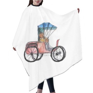 Personality  Victorian Style Vintage Retro Cars Hipster Steampunk Design  Isolated On White  Background  Hair Cutting Cape
