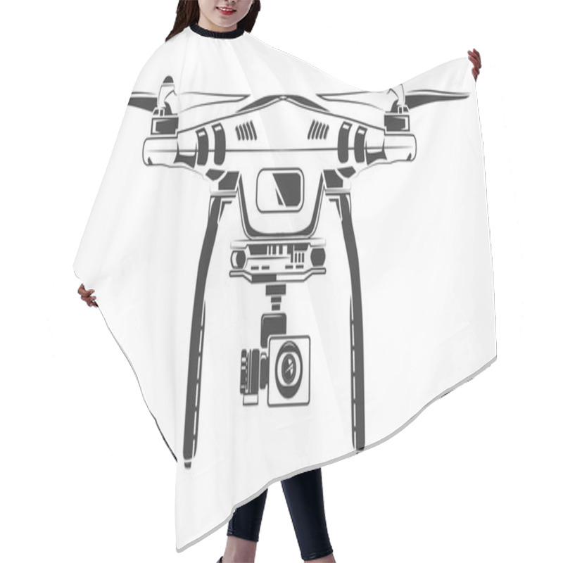 Personality  Vector Monochrome Picture Of Drone Top View Hair Cutting Cape