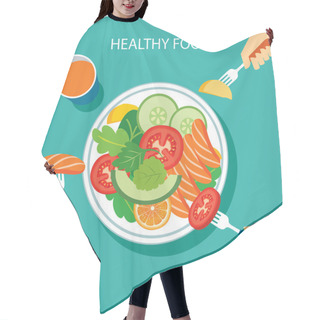 Personality  Healthy Food Concept Flat Design Hair Cutting Cape