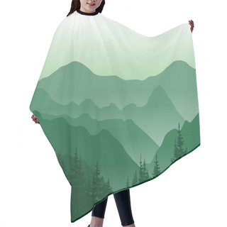 Personality  Beautiful Green Mountains. Summer Landscape. Hair Cutting Cape