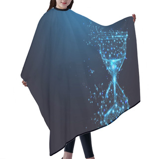 Personality  Hourglass Icon From Lines And Triangles, Point Connecting Network On Blue Background. Illustration Vector Hair Cutting Cape