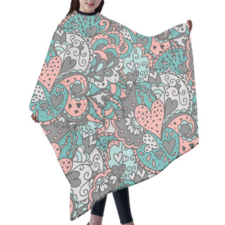 Personality  Seamless Floral Pattern With Flowers And Hearts. Hair Cutting Cape