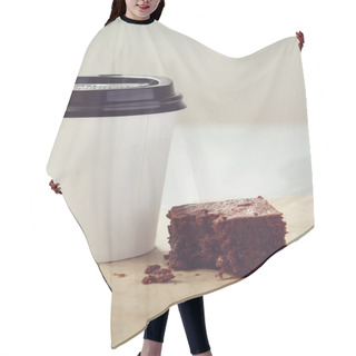 Personality  Take Away Coffee Cup And Chocolate Brownie In Muted Tones Hair Cutting Cape