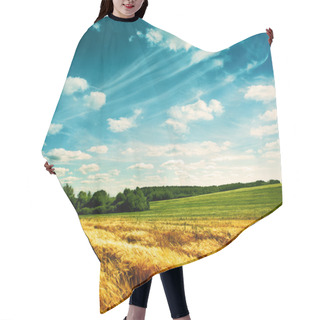 Personality  Summer Landscape With Wheat Field And Clouds Hair Cutting Cape