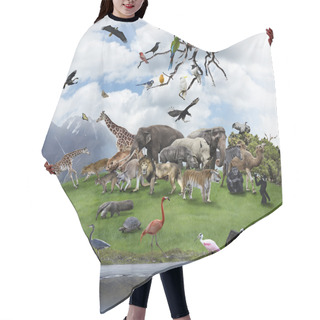 Personality  A Collage Of Wild Animals And Birds Hair Cutting Cape
