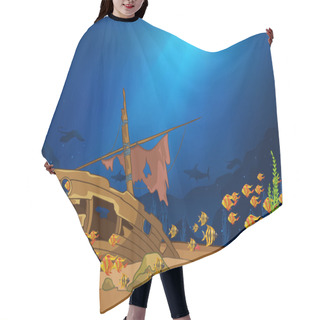 Personality  Cartoon Background Of Underwater Life. Hair Cutting Cape