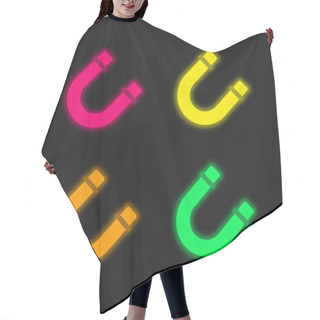 Personality  Attraction Four Color Glowing Neon Vector Icon Hair Cutting Cape