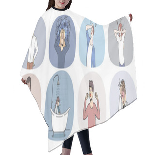 Personality  Collection Of Depressed Young People Feel Despair Suffer From Mental Psychological Problem. Set Of Unhappy Men And Women Suffer From Depression Or Nervous Breakdown. Vector Illustration.  Hair Cutting Cape