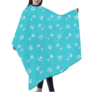 Personality  Background With Cat Paw Print And Fish Bone Hair Cutting Cape