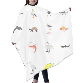 Personality  Underwater Life Animals Flat Icons  Hair Cutting Cape