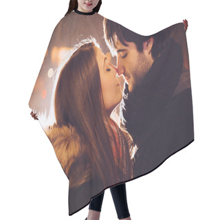 Personality  Young Couple In Love Outdoor Hair Cutting Cape