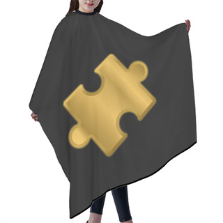 Personality  Black Rotated Puzzle Piece Gold Plated Metalic Icon Or Logo Vector Hair Cutting Cape