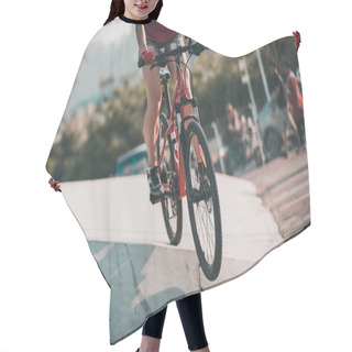 Personality  Woman Freerider Riding Down Ramps, Sports Extreme And Active Lifestyle Hair Cutting Cape