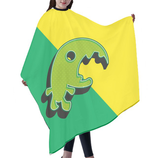 Personality  Big Mouth Monster Green And Yellow Modern 3d Vector Icon Logo Hair Cutting Cape