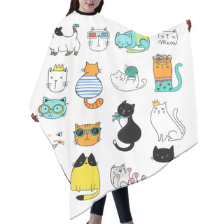 Personality  Cat Doodles, Collection Of Vector Illustrations Hair Cutting Cape