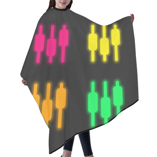 Personality  Box Plot Four Color Glowing Neon Vector Icon Hair Cutting Cape