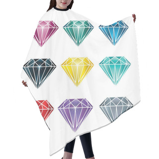 Personality  Vector Set Of Coloful Stones Hair Cutting Cape
