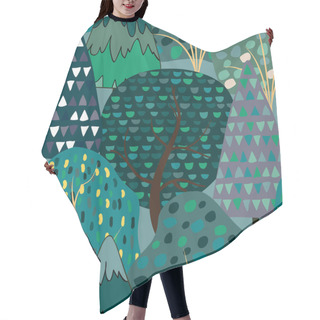 Personality  Seamless Pattern Background With Stylized Summer Trees. Hair Cutting Cape