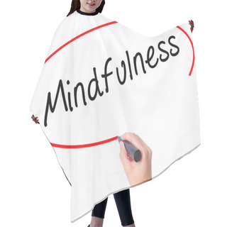 Personality  Women Hand Writing Mindfulness  With Black Marker On Visual Scre Hair Cutting Cape