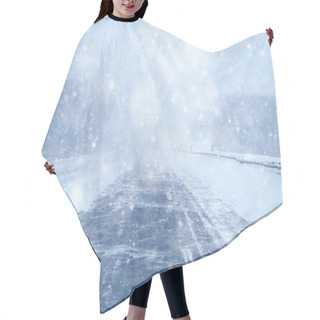 Personality  Winter Highway Snowfall Background Fog Poor Visibility Hair Cutting Cape