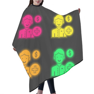 Personality  Account Four Color Glowing Neon Vector Icon Hair Cutting Cape