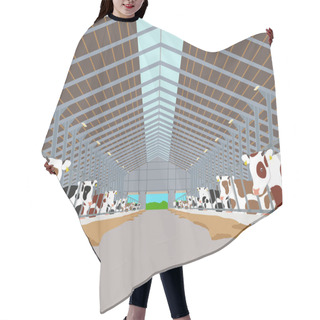 Personality  Inside Of The Interior Of The Cowshed With The Cows. Vector Illustration Hair Cutting Cape