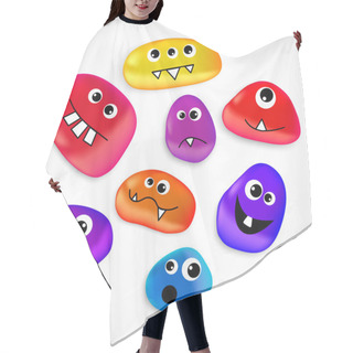 Personality  Set Of Cute Vector Monsters. Hair Cutting Cape