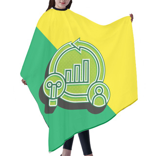 Personality  Agile Green And Yellow Modern 3d Vector Icon Logo Hair Cutting Cape