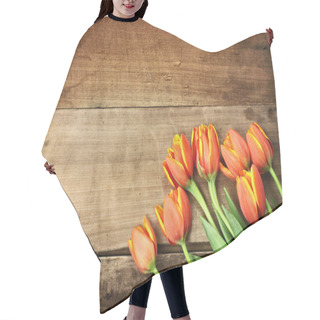 Personality  Orange Tulips Over Wood Table Top Hair Cutting Cape