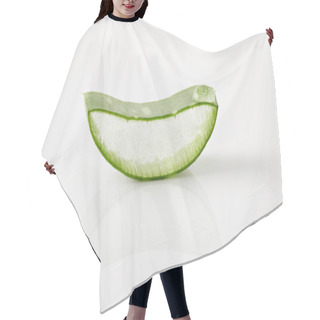 Personality  Closeup Shot Of Aloe Vera Slice On White Surface  Hair Cutting Cape