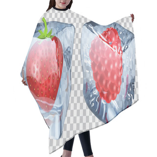 Personality  Transparent Ice Cubes With Strawberry And Raspberry Hair Cutting Cape
