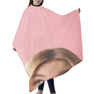Personality  Cropped View Of Blonde Woman Frowning And Looking Away Isolated On Pink  Hair Cutting Cape