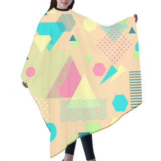 Personality  Abstract Seamless Pattern In Postmodern Memphis Style On Beige Hair Cutting Cape