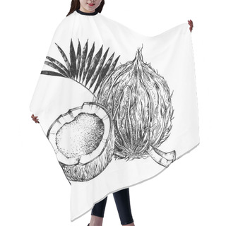 Personality  Hand Drawn Coconut With Half And Leaves Hair Cutting Cape