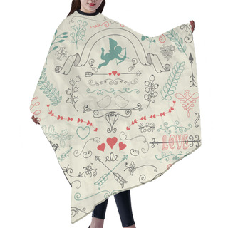 Personality  Sketched Flourish Design Elements On Crumpled Paper Hair Cutting Cape