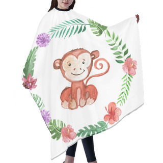 Personality  Cute Baby Monkey Animal For Kindergarten, Nursery, Children Clothing, Pattern Hair Cutting Cape