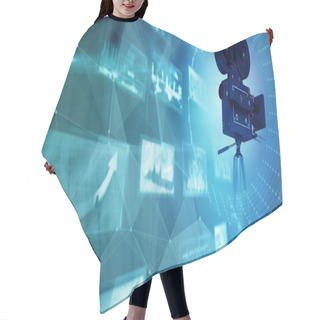 Personality  Different Computer Screens And Movie Camera Hair Cutting Cape