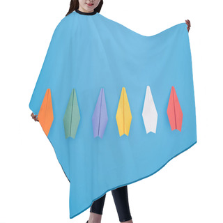 Personality  Flat Lay With Colorful Paper Planes On Blue Surface Hair Cutting Cape