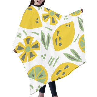 Personality  Seamless Pattern With Lemons. Modern Textile, Greeting Card, Poster, Wrapping Paper Designs. Vector Hand-drawn Illustration. Hair Cutting Cape
