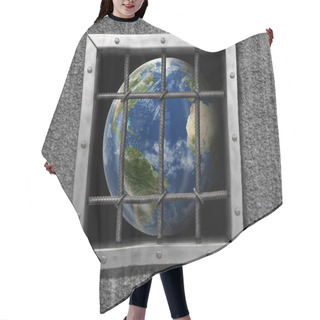 Personality  Image Of Globe Behind Fence  Hair Cutting Cape