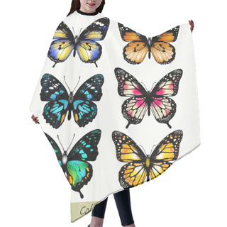 Personality  Collection Of Vector Colorful Realistic Butterflies Hair Cutting Cape