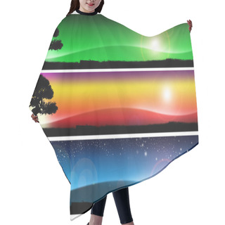 Personality  Three Fantastic Landscapes Banners Hair Cutting Cape