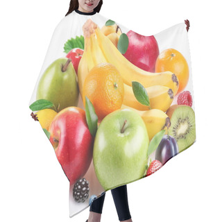 Personality  Handful Of Fruit And Berries On A White Background Hair Cutting Cape