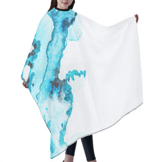 Personality  Abstract Bright Turquoise Watercolor Paint Blots On Paper Hair Cutting Cape