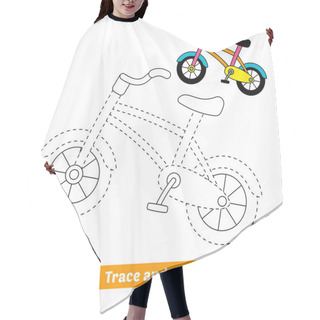 Personality  Trace And Color For Kids, Bicycle Vector Hair Cutting Cape