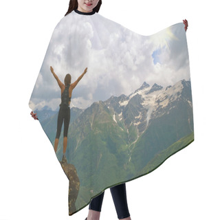 Personality  Young, Beautiful Girl In Mountains Hair Cutting Cape