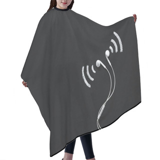 Personality  Earphones With Sound Sign Drawn On Chalkboard Hair Cutting Cape