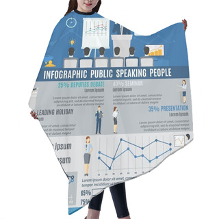 Personality  Infographic  Public People Speaking From Podium Hair Cutting Cape
