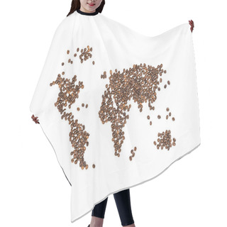 Personality  World Map Made From Coffee Beans Hair Cutting Cape